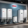 Повышение цен на газовые котлы Лемакс с 13 апреля 2026 года, витрина с котлами в современном шоуруме